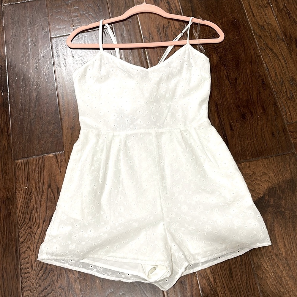 White Eyelet Sleeveless Romper